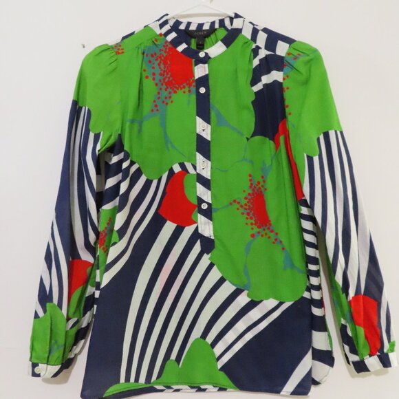 J.Crew Graphic Floral Top Size 0 - Picture 2 of 8